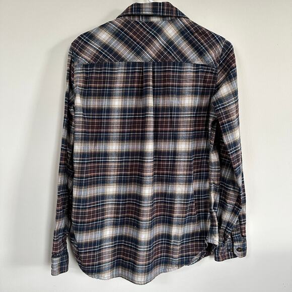 Carhartt Woman's Plaid Flannel Shirt Button Front Long Sleeve SMALL Brown Blue - Picture 6 of 9